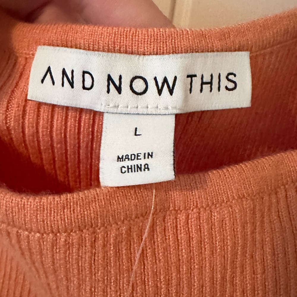 NWT- AND NOW THIS Coral Puff-sleeve dress- size Large - Picture 3 of 9